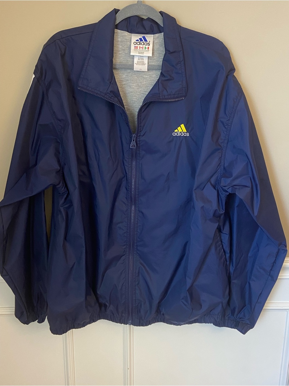 Adidas Vintage 90’s Navy Flag Tag Windbreaker XLarge Retro Athletic  Gorpcore